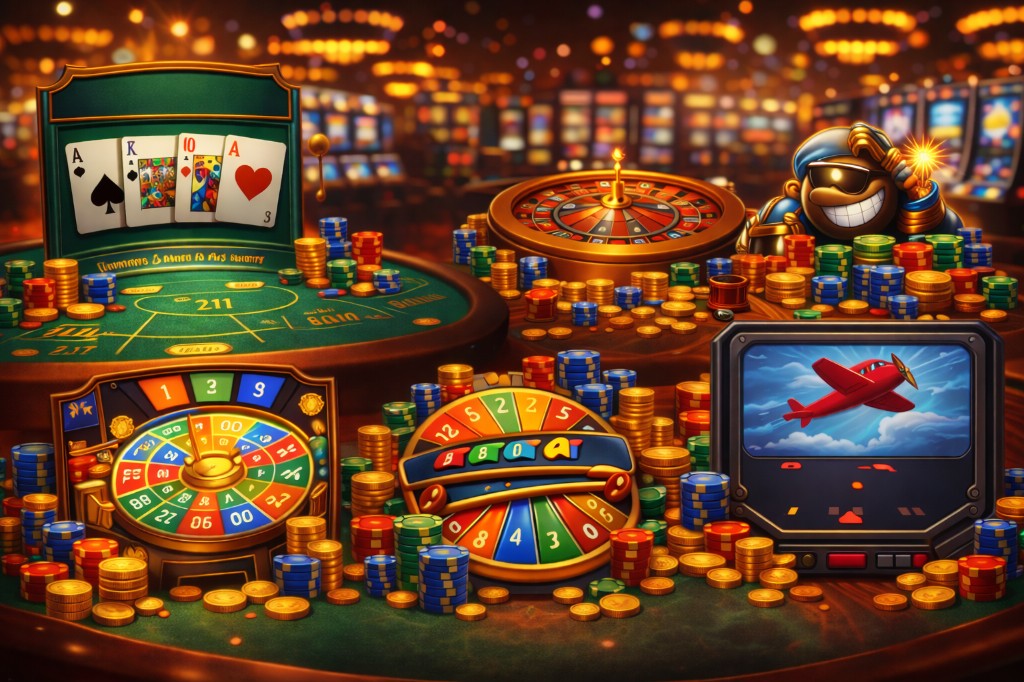 Roulette, wheels, cards, Aviator-style games, and chips — Bounty Game categories